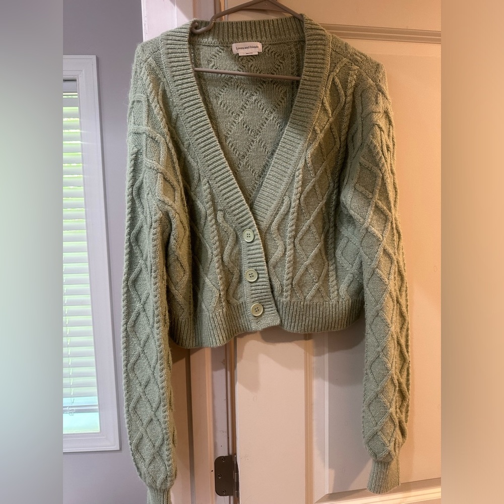 LOVERS + FRIENDS GREEN CARDIGAN LARGE